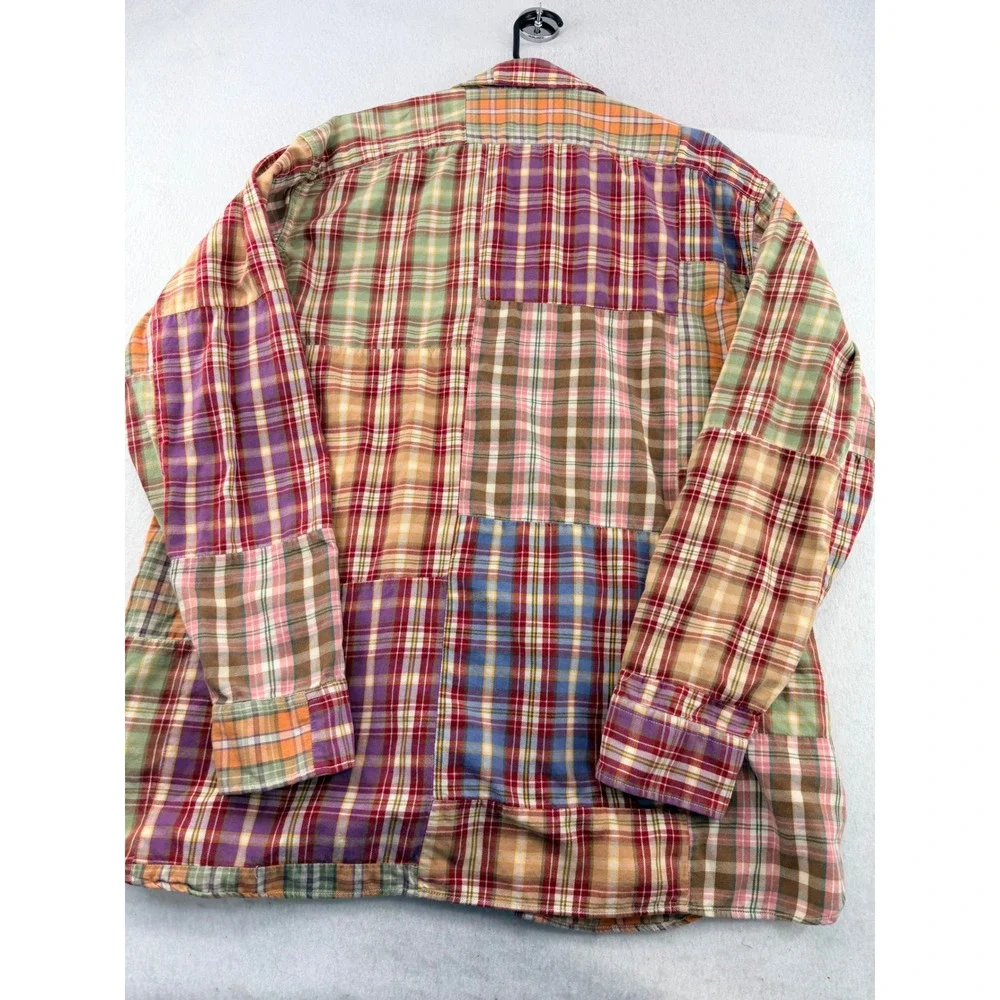Polo Ralph Lauren Patchwork Madras Plaid Shirt Men XL Long Sleeve Multicolor